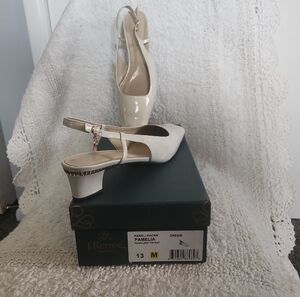 J.Renee Cream Patent Slingback Heels